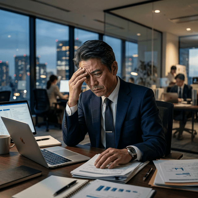 悩む経営者のイラスト